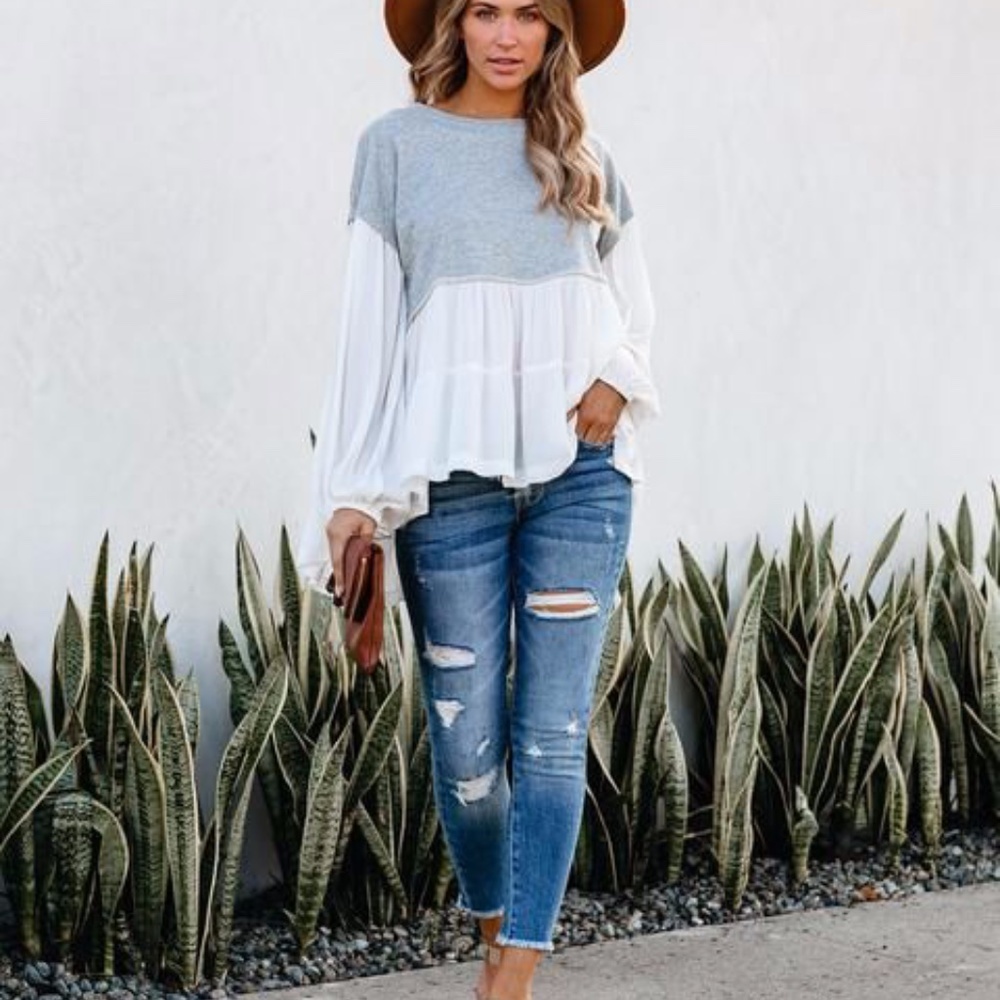 VICI Dear John Contrast Tiered French Terry Knit